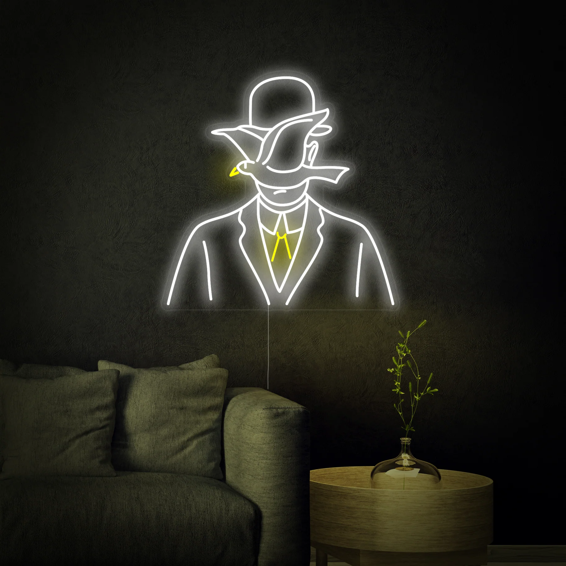 Man-in-A-Bowler-Hat-Rene-Magritte-Neon-Sign