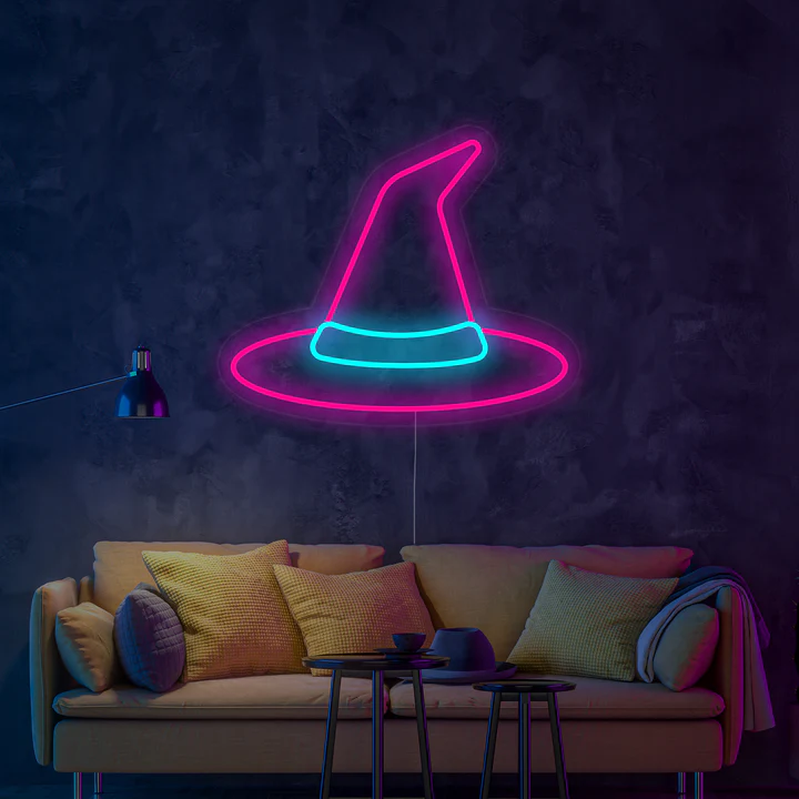 Witch-Wizard-Hat-Halloween-Decor-Neon-Sign