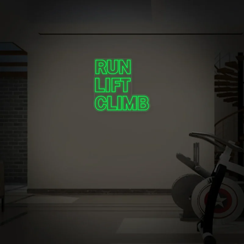 Run Lift Climb Fitness Neon Sign